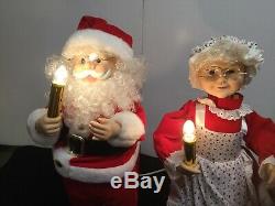 VTG Animated Mr Mrs SANTA CLAUS Lighted TELCO Motion-ettes FIGURES XMAS Decor