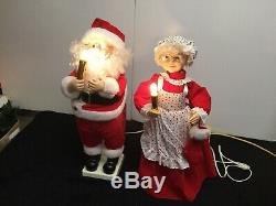 VTG Animated Mr Mrs SANTA CLAUS Lighted TELCO Motion-ettes FIGURES XMAS Decor