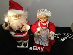 VTG Animated Mr Mrs SANTA CLAUS Lighted TELCO Motion-ettes FIGURES XMAS Decor