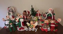 VTG Annalee Christmas Doll Figures Santa Mrs Claus Mouse Lot of 14 1957-2004