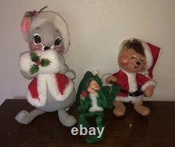 VTG Annalee Christmas Doll Figures Santa Mrs Claus Mouse Lot of 14 1957-2004