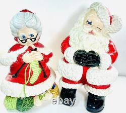 VTG Atlantic Mold Ceramic Santa & Mrs. Claus Christmas Figures 13 & 14 1980's