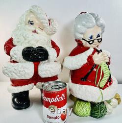 VTG Atlantic Mold Ceramic Santa & Mrs. Claus Christmas Figures 13 & 14 1980's