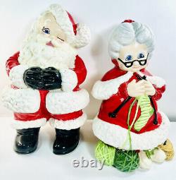 VTG Atlantic Mold Ceramic Santa & Mrs. Claus Christmas Figures 13 & 14 1980's