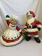 Vtg Christmas Santa Claus/mrs Claus Ceramic Custom Mold Hand Painted Rare