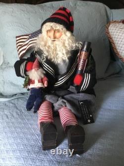 VTG Dee Gann Ye Olde Santa Maker Figure House of Hatten Flag Wood Dolls TAGGED