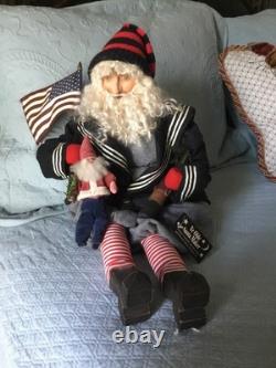 VTG Dee Gann Ye Olde Santa Maker Figure House of Hatten Flag Wood Dolls TAGGED