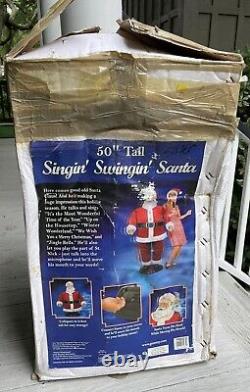 VTG Gemmy Christmas Animated Singin' Swingin' 50 Tall Singing Santa Claus WORKS