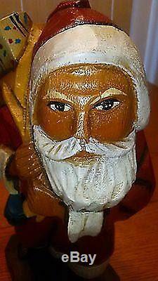 VTG German Hand Carved Wooden Santa Claus KÄTHE WOHLFAHRT 12 Wood Rare Xmas