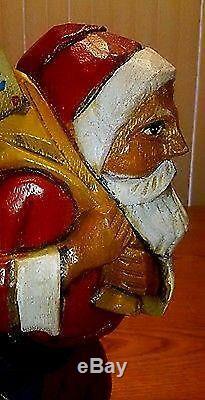 VTG German Hand Carved Wooden Santa Claus KÄTHE WOHLFAHRT 12 Wood Rare Xmas