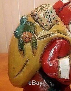 VTG German Hand Carved Wooden Santa Claus KÄTHE WOHLFAHRT 12 Wood Rare Xmas