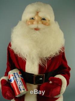 VTG HUGE Christmas Santa Claus Holding Pepsi Soda Can 3ft Tall Statue Figurine