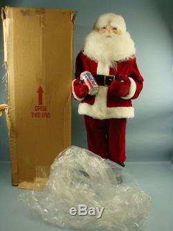 VTG HUGE Christmas Santa Claus Holding Pepsi Soda Can 3ft Tall Statue Figurine