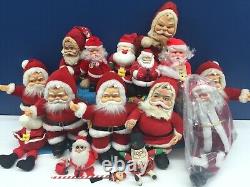 VTG LOT 15 Xmas Santa Claus Dolls Richs Coca Cola Rubber Face Christmas Used