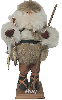 VTG Large Ice Fishing Inuit Santa Fur Coat Beard Snowshoe Old World Christmas