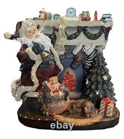 VTG Light Up Musical Santa Clause By The Fireplace Christmas Scene Figure Decor