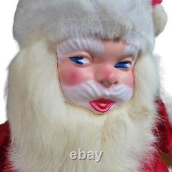 VTG Plush Rubber Face Santa Claus Holding Candle Light Christmas Tree Lit Figure