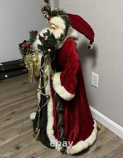 VTG Porcelain Fur Trim Goat Hair Old World Santa Clause Table Decor Tree Top 36