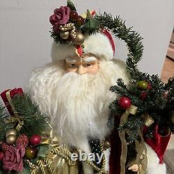 VTG Porcelain Fur Trim Goat Hair Old World Santa Clause Table Decor Tree Top 36
