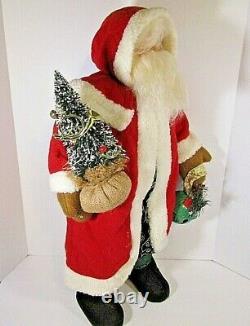 VTG RARE Santa Claus Figure Doll porcelain Face Fur robe 25 tall Handcrafted