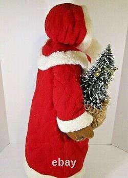 VTG RARE Santa Claus Figure Doll porcelain Face Fur robe 25 tall Handcrafted