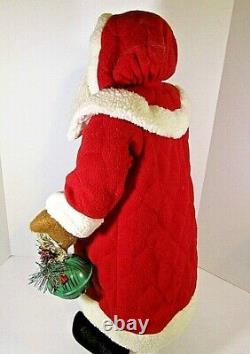 VTG RARE Santa Claus Figure Doll porcelain Face Fur robe 25 tall Handcrafted