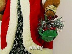 VTG RARE Santa Claus Figure Doll porcelain Face Fur robe 25 tall Handcrafted