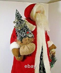 VTG RARE Santa Claus Figure Doll porcelain Face Fur robe 25 tall Handcrafted