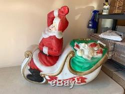 VTG SANTA Claus in Sleigh Light Up Christmas Blow Mold 1970 EMPIRE Used