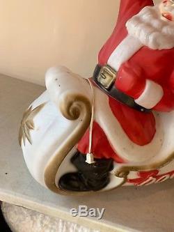 VTG SANTA Claus in Sleigh Light Up Christmas Blow Mold 1970 EMPIRE Used