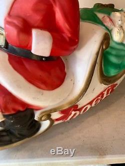 VTG SANTA Claus in Sleigh Light Up Christmas Blow Mold 1970 EMPIRE Used