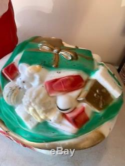 VTG SANTA Claus in Sleigh Light Up Christmas Blow Mold 1970 EMPIRE Used