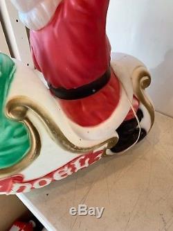 VTG SANTA Claus in Sleigh Light Up Christmas Blow Mold 1970 EMPIRE Used