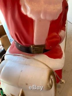 VTG SANTA Claus in Sleigh Light Up Christmas Blow Mold 1970 EMPIRE Used
