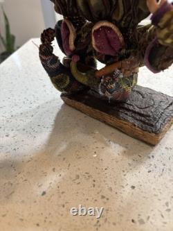 VTG Santa Claus Figurine holding two small elf figures Whimsical Rare