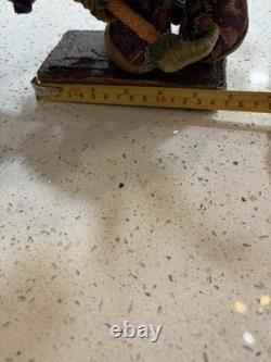 VTG Santa Claus Figurine holding two small elf figures Whimsical Rare