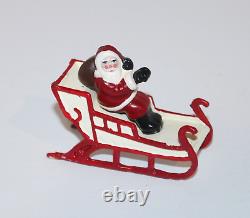 VTG Santa in Sleigh 8 Reindeer Lead Figure Set Christmas Village Train Display