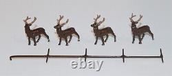 VTG Santa in Sleigh 8 Reindeer Lead Figure Set Christmas Village Train Display