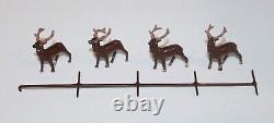 VTG Santa in Sleigh 8 Reindeer Lead Figure Set Christmas Village Train Display