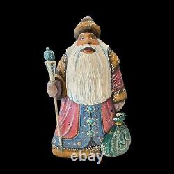 Vintage 11 Santa Claus Christmas Russian Troika Hand Carved Wooden Figure XMAS