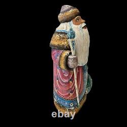 Vintage 11 Santa Claus Christmas Russian Troika Hand Carved Wooden Figure XMAS