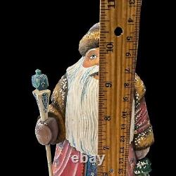 Vintage 11 Santa Claus Christmas Russian Troika Hand Carved Wooden Figure XMAS