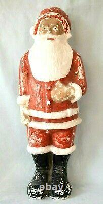 Vintage 18 1/2 Chalkware Chalk Plaster Christmas Surprised Santa Claus Figure