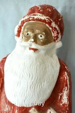 Vintage 18 1/2 Chalkware Chalk Plaster Christmas Surprised Santa Claus Figure