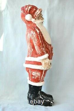 Vintage 18 1/2 Chalkware Chalk Plaster Christmas Surprised Santa Claus Figure