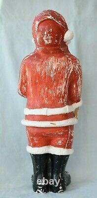 Vintage 18 1/2 Chalkware Chalk Plaster Christmas Surprised Santa Claus Figure