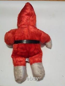 Vintage 1940s Rubber Face Santa Claus Plush Stuffed Christmas Toy PA Ration Tag