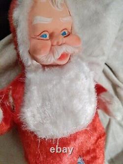 Vintage 1940s Rubber Face Santa Claus Plush Stuffed Christmas Toy PA Ration Tag