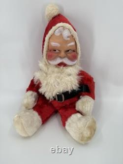 Vintage 1940s Rubber Face Santa Claus Scary OriginalBelt Red/White Suit 17x9