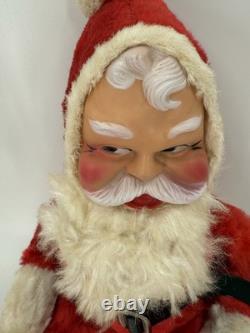 Vintage 1940s Rubber Face Santa Claus Scary OriginalBelt Red/White Suit 17x9